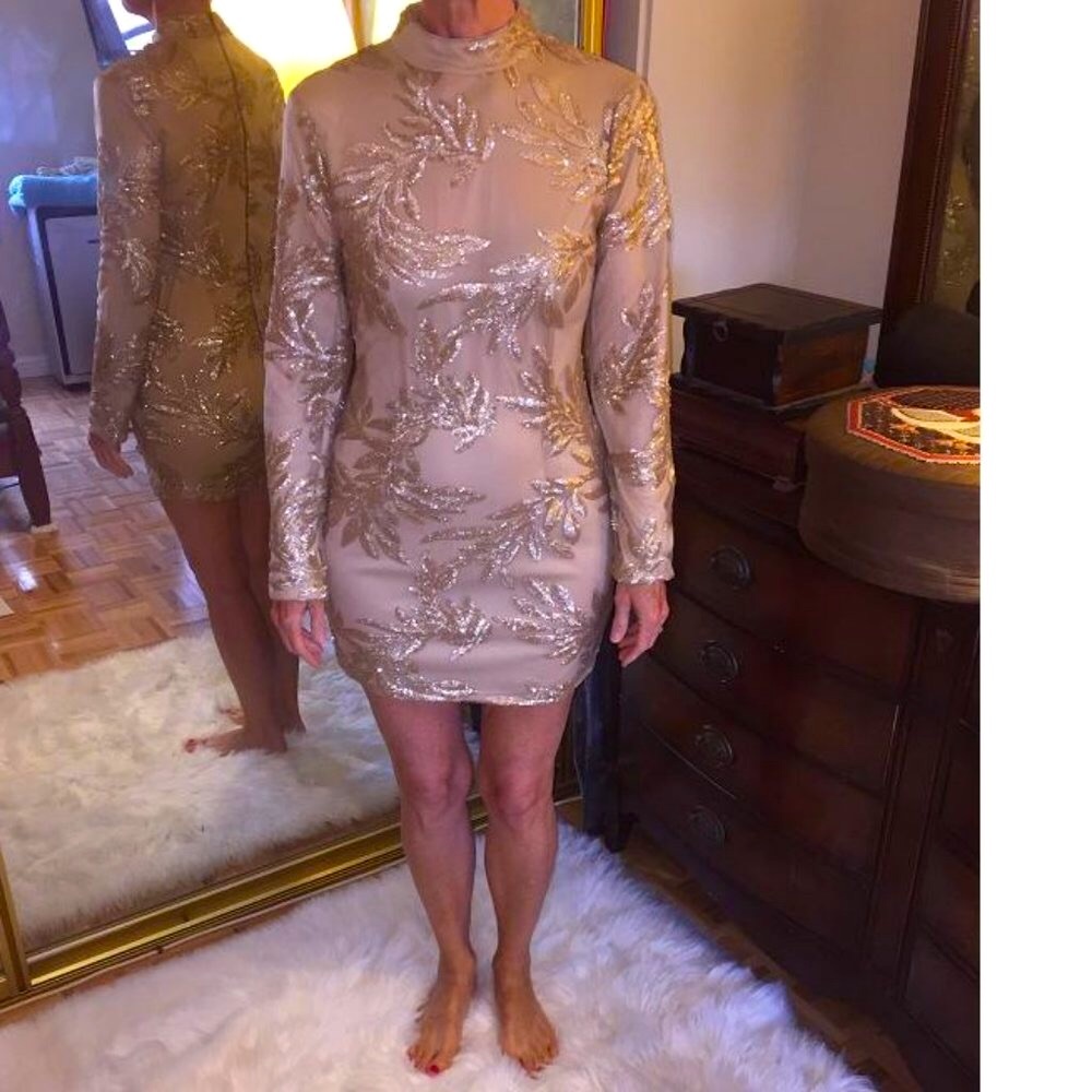 Boohoo gold sequin dress